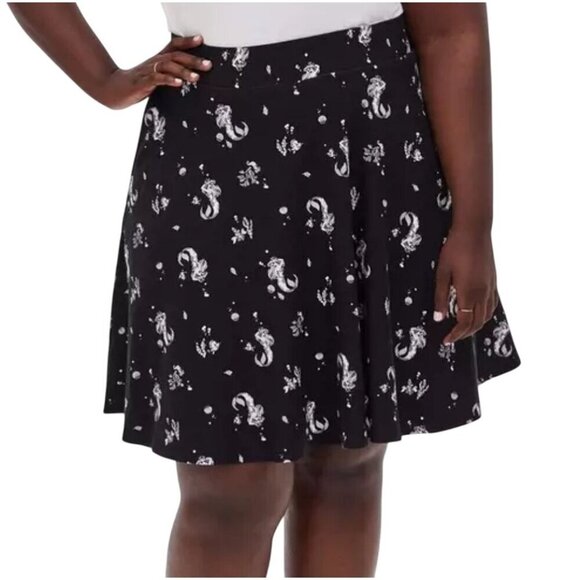 Torrid Disney Little Mermaid Skirt 4X Black Midi Ariel Neutral Preppy Classic - Picture 1 of 11